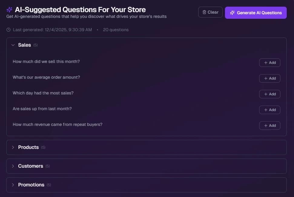 Storita smart questions feature preview